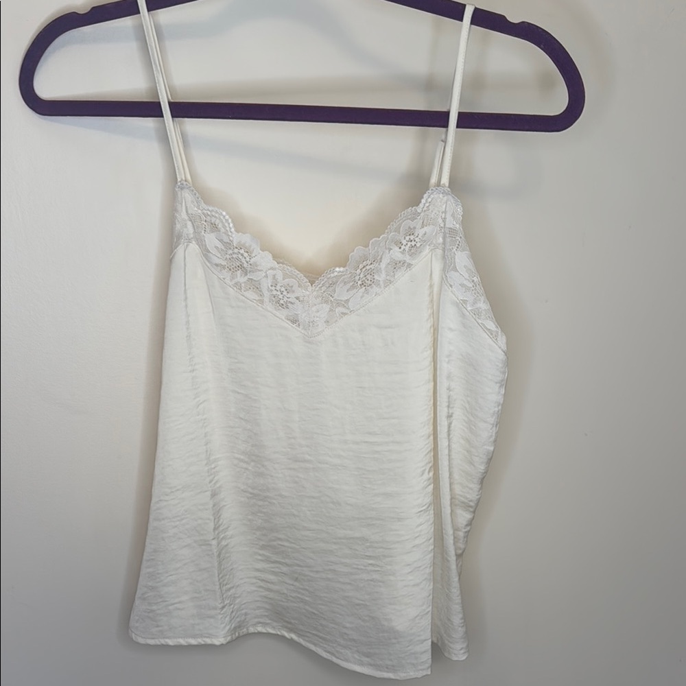 White Lace Trim Women's Top